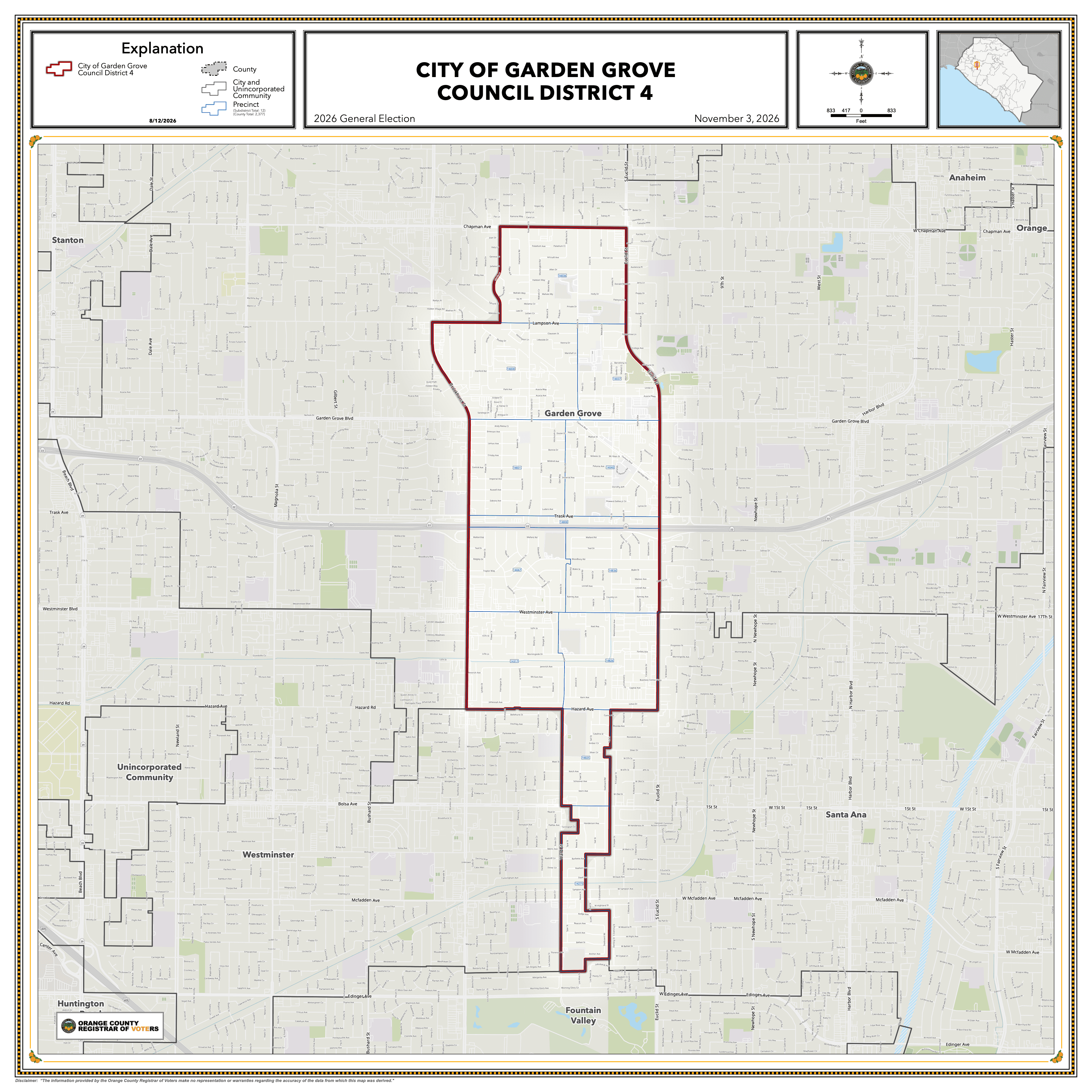 Map of Garden Grove City Council District 4